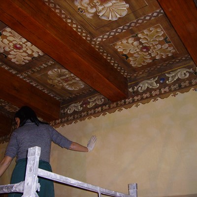soffitto di legno decorato villa privata Colognola ai Colli (VR)